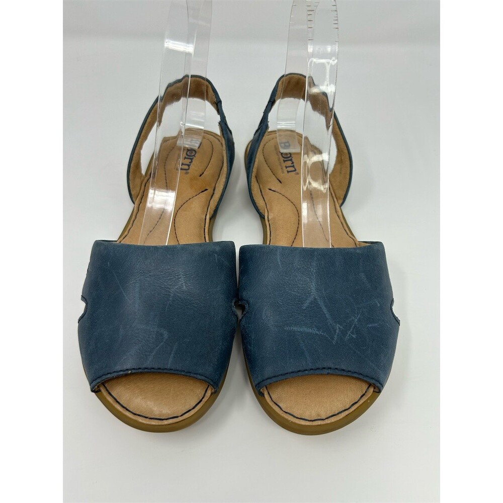 Børn Trang Womens Slingback Flat Sandals Navy Blue Open Toe Comfort Size 7 - Picture 4 of 14
